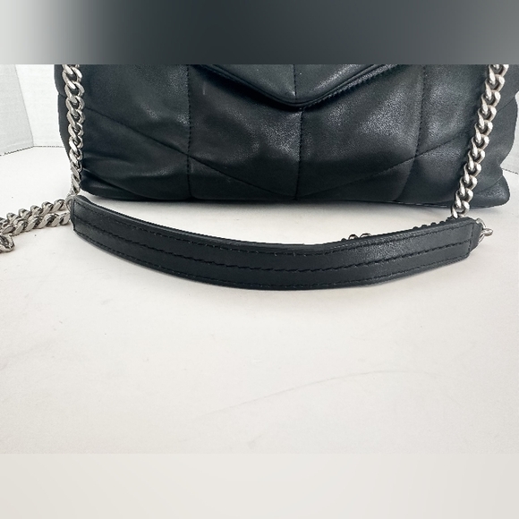 SAINT LAURENT Lambskin Quilted Toy Loulou Puffer Monogram Chain Satchel Black - Picture 8 of 13